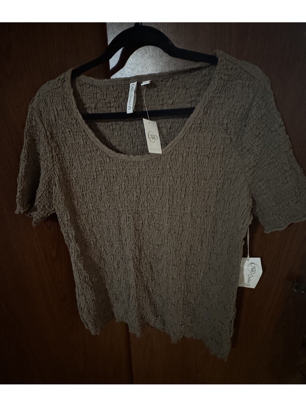 NWT Cato Contour Fit Womens 18/20W Brown Textured Stretch Top Plus Size